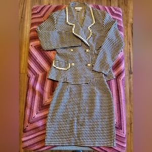 Vintage Size 7/8 Blondie and Me Double-Breasted Houndstooth 2-Piece Suit-Dress